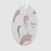 Magische regenboog Unicorn gepersonaliseerd Ornament (voorkant)