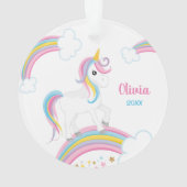 Magische regenboog Unicorn gepersonaliseerd Ornament (achterkant)