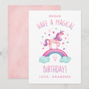 Magische regenboog Unicorn Girl Birthday Kaart