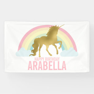 Magische regenboog Unicorn Girl's Birthday Spandoek