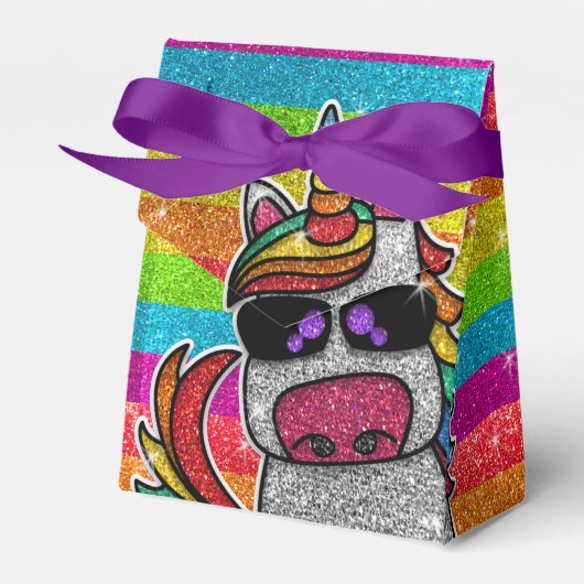 Magische regenboog Unicorn Glitter Whimsical Bedankdoosjes (Voorkant Zijde)