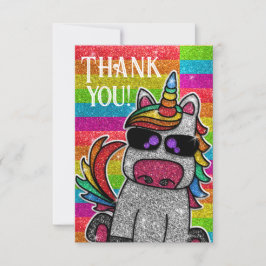 Magische regenboog Unicorn Glitter Whimsical Bedankkaart