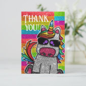 Magische regenboog Unicorn Glitter Whimsical Bedankkaart (Staand voorkant)