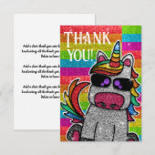 Magische regenboog Unicorn Glitter Whimsical Bedankkaart (Voorkant / Achterkant)
