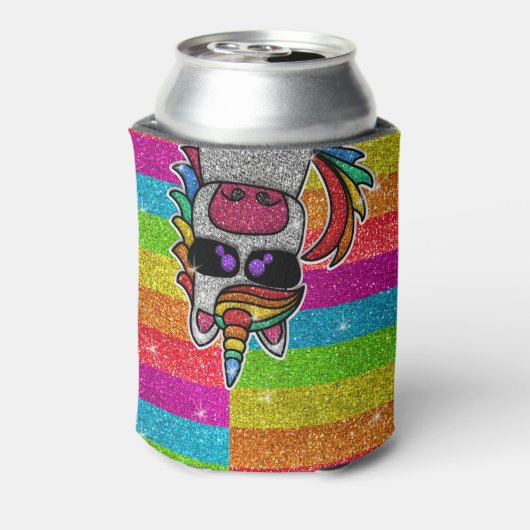 Magische regenboog Unicorn Glitter Whimsical Blikjeskoeler (Blikje Achterkant)