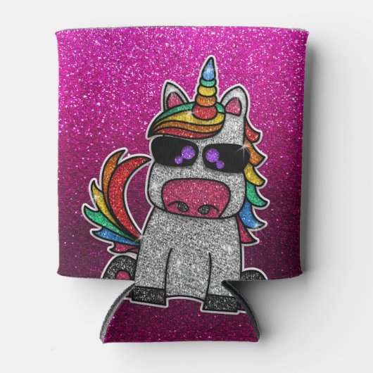 Magische regenboog Unicorn Glitter Whimsical Blikjeskoeler (Voorkant)
