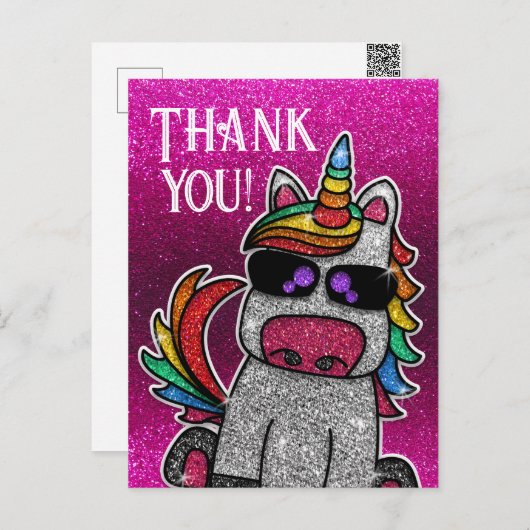 Magische regenboog Unicorn Glitter Whimsical Briefkaart (Voorkant / Achterkant)