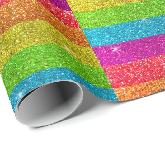 Magische regenboog Unicorn Glitter Whimsical Cadeaupapier (Rol Hoek)