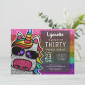 Magische regenboog Unicorn Glitter Whimsical Kaart (Staand voorkant)