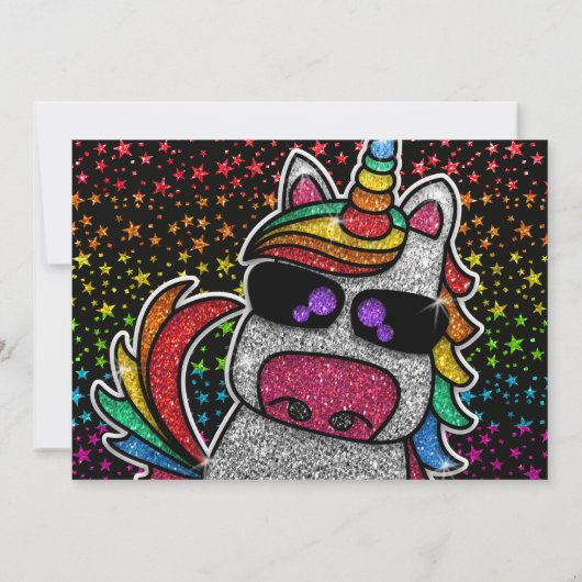 Magische regenboog Unicorn Glitter Whimsical Kaart (Achterkant)