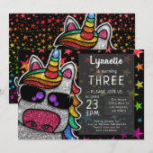 Magische regenboog Unicorn Glitter Whimsical Kaart (Voorkant / Achterkant)