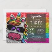 Magische regenboog Unicorn Glitter Whimsical Kaart (Voorkant)