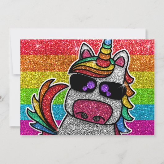 Magische regenboog Unicorn Glitter Whimsical Kaart (Achterkant)