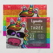 Magische regenboog Unicorn Glitter Whimsical Kaart (Voorkant / Achterkant)