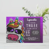 Magische regenboog Unicorn Glitter Whimsical Kaart (Staand voorkant)