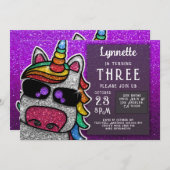 Magische regenboog Unicorn Glitter Whimsical Kaart (Voorkant / Achterkant)