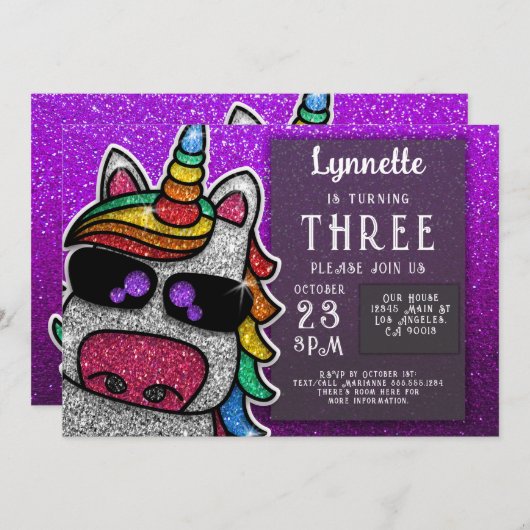 Magische regenboog Unicorn Glitter Whimsical Kaart (Voorkant / Achterkant)