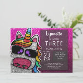 Magische regenboog Unicorn Glitter Whimsical Kaart (Staand voorkant)