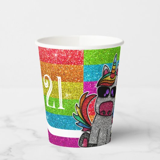 Magische regenboog Unicorn Glitter Whimsical Papieren Bekers (Links)