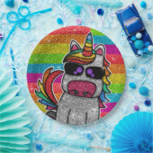 Magische regenboog Unicorn Glitter Whimsical Papieren Bordje (Feest)