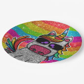 Magische regenboog Unicorn Glitter Whimsical Papieren Bordje (Gekanteld)
