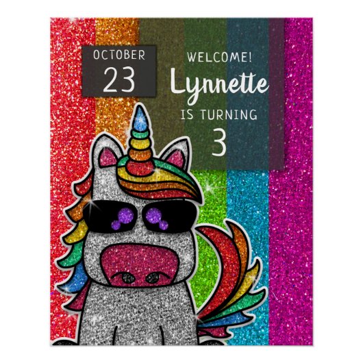 Magische regenboog Unicorn Glitter Whimsical Perfect Poster (Voorkant)