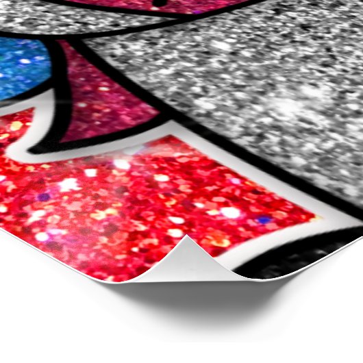 Magische regenboog Unicorn Glitter Whimsical Perfect Poster (Hoek)