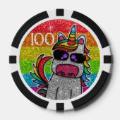 Magische regenboog Unicorn Glitter Whimsical Poker Chips (Voorkant)