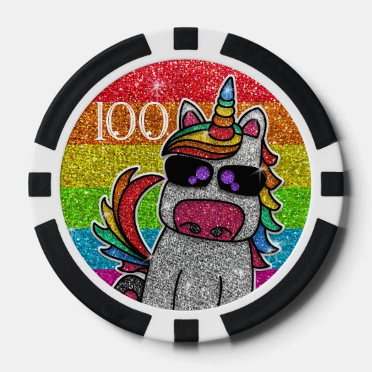 Magische regenboog Unicorn Glitter Whimsical Poker Chips (Voorkant)