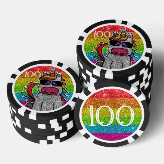 Magische regenboog Unicorn Glitter Whimsical Poker Chips (Opstapeling)