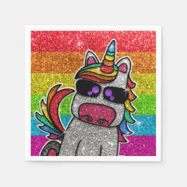 Magische regenboog Unicorn Glitter Whimsical Servet