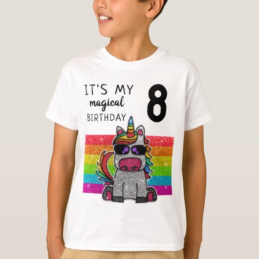 Magische regenboog Unicorn Glitter Whimsical T-shirt (Voorkant)
