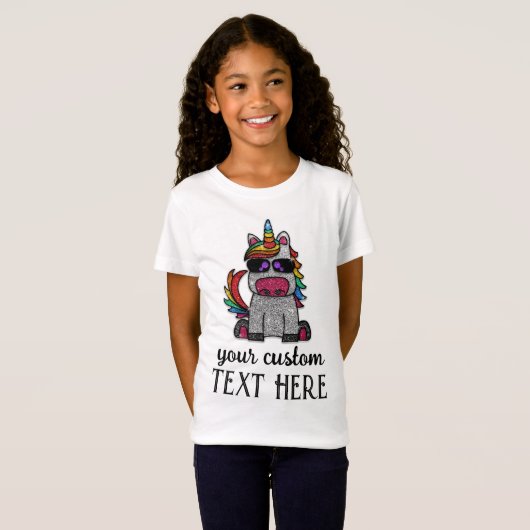 Magische regenboog Unicorn Glitter Whimsical T-shirt (Voorkant volledig)