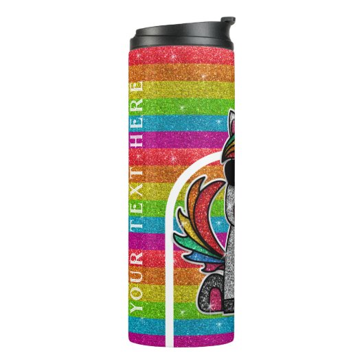 Magische regenboog Unicorn Glitter Whimsical Thermosbeker (Gedraaid links)