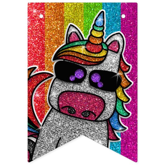 Magische regenboog Unicorn Glitter Whimsical Vlaggetjes (Eerste vlag)