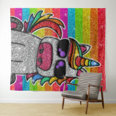 Magische regenboog Unicorn Glitter Whimsical Wandkleed (In Situ (horizontaal))