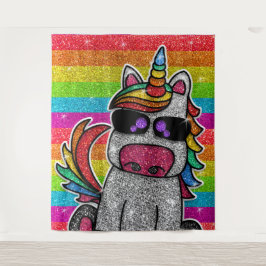 Magische regenboog Unicorn Glitter Whimsical Wandkleed
