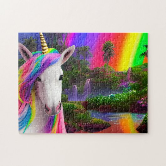 Magische regenboog Unicorn Land Jigzaag Puzzle Legpuzzel (Horizontaal)