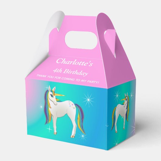 Magische regenboog Unicorn met mousserende sterren Bedankdoosjes (Achterkant)