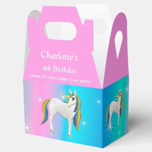 Magische regenboog Unicorn met mousserende sterren Bedankdoosjes (Geopend)