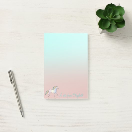 Magische regenboog Unicorn, Ombre-Personalized Post-it® Notes (Kantoor)