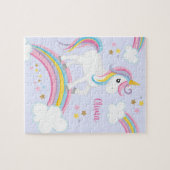 Magische regenboog Unicorn Paars - Gepersonaliseer Legpuzzel (Horizontaal)