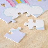 Magische regenboog Unicorn Paars - Gepersonaliseer Legpuzzel (Zijkant)