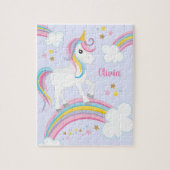 Magische regenboog Unicorn Paars - Gepersonaliseer Legpuzzel (Verticaal)