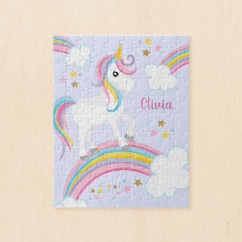 Magische regenboog Unicorn Paars - Gepersonaliseer Legpuzzel