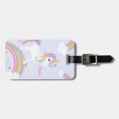 Magische regenboog Unicorn Paars gepersonaliseerd Bagagelabel (Voorkant horizontaal)