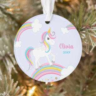 Magische regenboog Unicorn Paars gepersonaliseerd Ornament