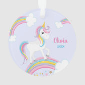 Magische regenboog Unicorn Paars gepersonaliseerd Ornament (achterkant)