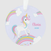 Magische regenboog Unicorn Paars gepersonaliseerd Ornament (voorkant)