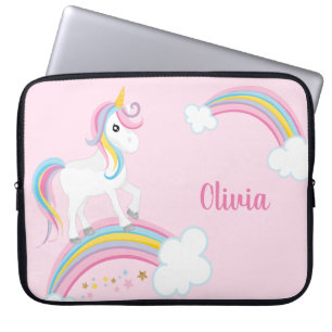 Magische regenboog Unicorn roze gepersonaliseerd Laptop Sleeve